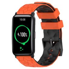 For Honor Watch ES 20mm Cinturino in silicone bicolore con motivo a calcio (arancione + nero)