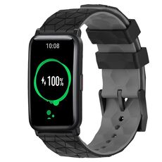 For Honor Watch ES 20mm Cinturino in silicone bicolore con motivo a calcio (nero + grigio)