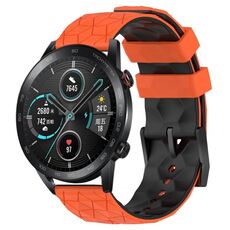 Per Honor MagicWatch2 42mm 20mm Cinturino in silicone bicolore con motivo a calcio (arancione + nero)