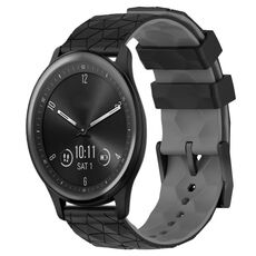 Per Garmin Vivomove Sport 20mm Cinturino per orologio in silicone bicolore con motivo a calcio (nero + grigio)