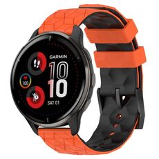Per Garmin Venu 2 Plus 20mm Cinturino per orologio in silicone bicolore con motivo a calcio (arancione + nero)