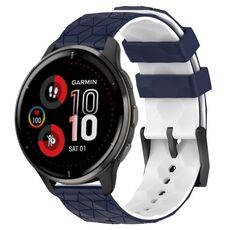 Per Garmin Venu 2 Plus 20mm Football Pattern Cinturino in silicone bicolore (blu notte + bianco)