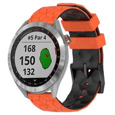 Per Garmin Approach S40 Cinturino per orologio in silicone bicolore da 20 mm con motivo a calcio (arancione + nero)