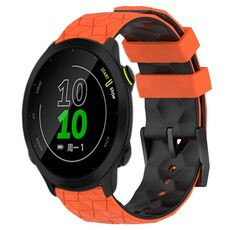 Per Garmin Forerunner 158 20mm Cinturino in silicone bicolore con motivo a calcio (arancione + nero)