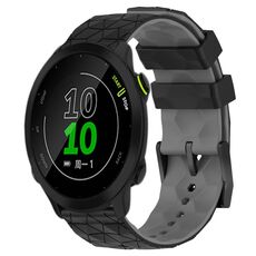 Per Garmin Forerunner 158 20mm Cinturino per orologio in silicone bicolore con motivo a calcio (nero + grigio)