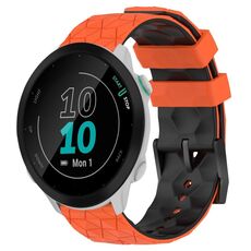 Per Garmin Forerunner 55 20mm Cinturino per orologio in silicone bicolore con motivo a calcio (arancione + nero)
