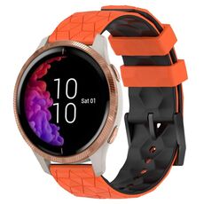 Per Garmin Venu 20mm Cinturino in silicone bicolore con motivo a calcio (arancione + nero)