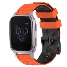 Per Garmin Venu SQ 20mm Football Pattern Cinturino in silicone bicolore (arancione + nero)