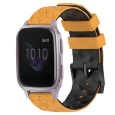 Per Garmin Venu SQ 20mm Modello di calcio Cinturino in silicone bicolore (giallo + nero)