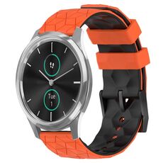 Per Garminmove Luxe 20mm Cinturino per orologio in silicone bicolore con motivo a calcio (arancione + nero)