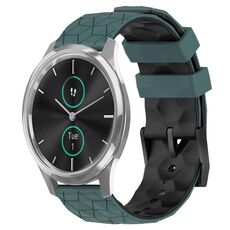 Per Garminmove Luxe 20mm Cinturino per orologio in silicone bicolore con motivo a calcio (verde oliva + nero)