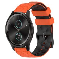 Per Garminmove Style 20mm Football Pattern Cinturino in silicone bicolore (arancione + nero)