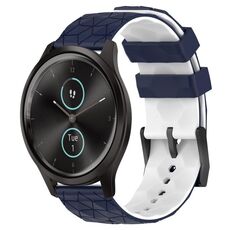 Per Garminmove Style 20mm Football Pattern Cinturino in silicone bicolore (blu notte + bianco)