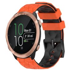 Per Garmin Forerunner 645 Music 20mm Cinturino per orologio in silicone bicolore con motivo a calcio (arancione + nero)