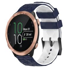 Per Garmin Forerunner 645 Music Cinturino per orologio in silicone bicolore da 20 mm con motivo a calcio (blu notte + bianco)
