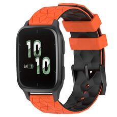 Per Garmin Forerunner Sq2 Cinturino per orologio in silicone bicolore da 20 mm con motivo a calcio (arancione + nero)