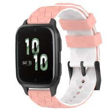 Per Garmin Forerunner Sq2 20mm Cinturino per orologio in silicone bicolore con motivo a calcio (rosa + bianco)