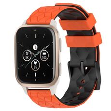 Per Garmin Forerunner Sq2 Music Cinturino per orologio in silicone bicolore da 20 mm con motivo a calcio (arancione + nero)
