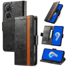 Custodia per Asus Zenfone 9Custodia per telefono in pelle con doppia fibbia magnetica Neo Splicing (nera)