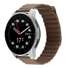 Per Coros Apex 46mm/Apex Pro / Ticwatch Pro 3 22mm cinturino in pelle con anello magnetico (marrone scuro)