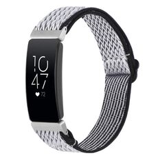 Per Fitbit Inspire 2 cinturino in nylon intrecciato con fibbia Wave (bianco nero)