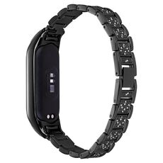 Per Xiaomi Mi Band 7 Cinturino universale in metallo con tre perline Full Diamond (nero)