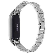 Per Xiaomi Mi Band 6/5 Cinturino universale in metallo a tre perline con diamanti pieni (argento)