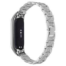 Per Xiaomi Mi Band 4/3 Cinturino universale in metallo con tre perline Full Diamond (argento)
