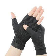 Guanti mezze dita da ciclismo all'aperto Guanti in silicone per riabilitazione articolare infiammatoria, taglia: M (nero)