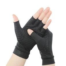 Guanti mezze dita da ciclismo all'aperto Guanti in silicone per riabilitazione articolare infiammatoria, taglia: L (nero)