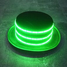 00068 Puntelli per spettacoli di magia da palcoscenico con cappello jazz luminoso a barra LED, colore: verde lampeggiante
