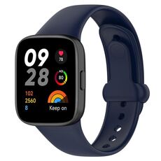 Per cinturino orologio in silicone con bottone a bottone Redmi Watch 3 (blu scuro)