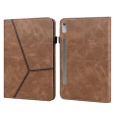 Custodia per tablet in pelle a righe goffrata per Lenovo Tab P11 Pro Gen 2 (marrone)