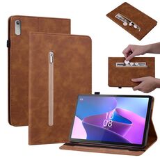 Custodia per tablet in pelle con cerniera tinta unita per Lenovo Tab P11 Gen 2 11.5 Skin Feel (marrone)