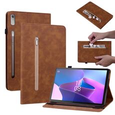 Custodia per tablet in pelle con cerniera tinta unita per Lenovo Tab P11 Pro Gen 2 11.2 (marrone)