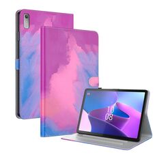Per Lenovo Tab P11 Gen 2 11.5 Custodia per tablet in pelle con motivo ad acquerello (viola rosso)
