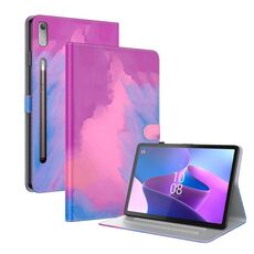 Per Lenovo Tab P11 Pro Gen 2 11.2 Custodia per tablet in pelle con motivo ad acquerello (viola rosso)