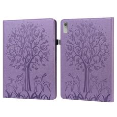 Per Lenovo Tab P11 Gen 2 Custodia per tablet in pelle goffrata con motivo ad albero e cervo (viola)