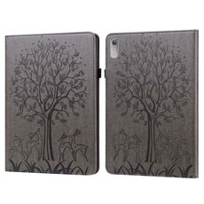Per Lenovo Tab P11 Gen 2 Custodia per tablet in pelle goffrata con motivo ad albero e cervo (grigio)
