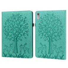 Per Lenovo Tab P11 Gen 2 Custodia per tablet in pelle goffrata con motivo ad albero e cervo (verde)