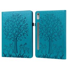 Custodia per tablet in pelle goffrata con motivo ad albero e cervo per Lenovo Tab P11 Pro Gen 2 (blu)