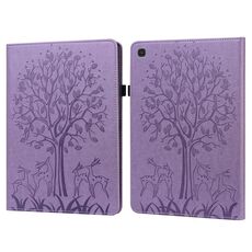 Custodia per tablet in pelle goffrata con motivo ad albero e cervo per Samsung Galaxy Tab S5e (viola)