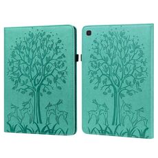 Custodia per tablet in pelle goffrata con motivo ad albero e cervo per Samsung Galaxy Tab S5e (verde)