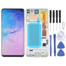 Schermo LCD TFT per Samsung Galaxy S10 SM-G973 Digitizer Assemblaggio completo con cornice, non supporta l'identificazione delle impronte digitali (argento)