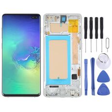 Schermo LCD TFT per Samsung Galaxy S10+ SM-G975 Digitizer Assemblaggio completo con cornice, non supporta l'identificazione delle impronte digitali (argento)