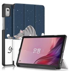 Per Lenovo Tab M9 TB-310FU Custodia per tablet in pelle con disegno colorato a 3 pieghe (Lazy Cat)