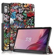Per Lenovo Tab M9 TB-310FU Custodia per tablet in pelle con disegno colorato a 3 pieghe (Graffiti)
