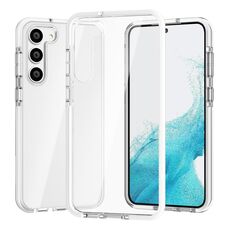 Custodia per telefono TPU + TPE bicolore ad alta trasparenza per Samsung Galaxy S23 5G (bianco trasparente)