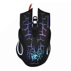 HXSJ A888B Mouse da gioco cablato con illuminazione colorata crepitio a 6 tasti (nero)