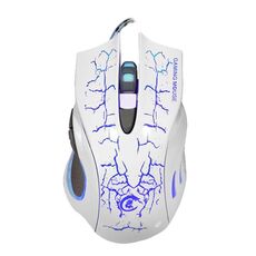 HXSJ A888B Mouse da gioco cablato con illuminazione colorata crepitante a 6 tasti (bianco)